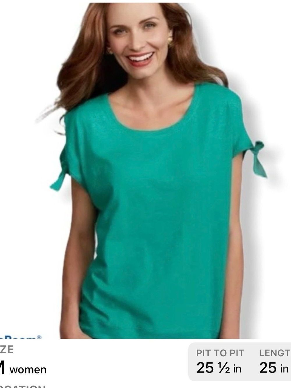 Cabi Women's Medium Green Teal Tie bow sleeve shirt Top dressy casual boutique